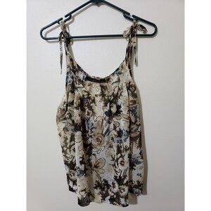 Patterson J. Kincaid brown, spaghetti strap, sheer, floral tank, top, size M